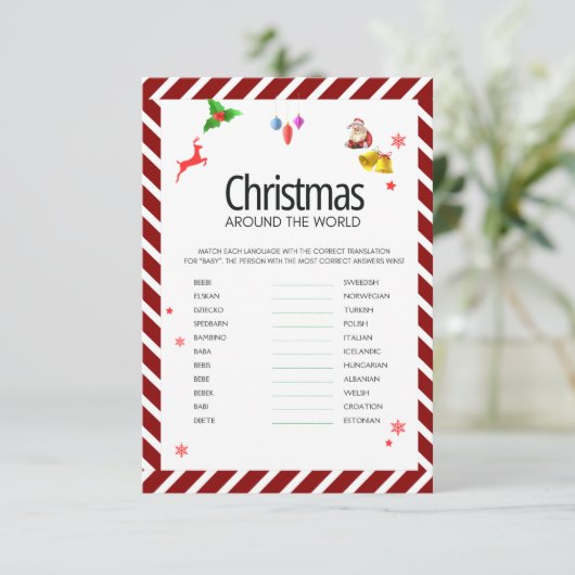 Christmas Around the World Guessing Game  card Kaart (Staand voorkant)