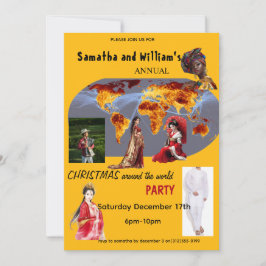 Christmas Around The World Party Invitation Kaart