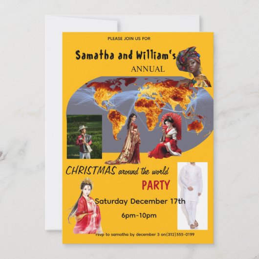 Christmas Around The World Party Invitation Kaart (Voorkant)