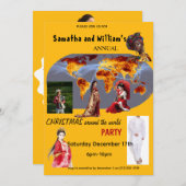 Christmas Around The World Party Invitation Kaart (Voorkant / Achterkant)