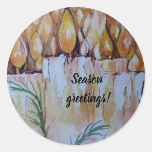 CHRISTMAS ART CANDLES MET HOLY RONDE STICKER (Voorkant)