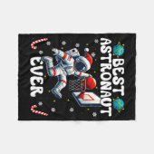 Christmas Astronaut Ever Santa Hat Snowflakes Cand Fleece Deken (Voorkant (Horizontaal))