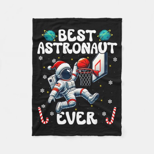 Christmas Astronaut Ever Santa Hat Snowflakes Cand Fleece Deken (Voorkant)