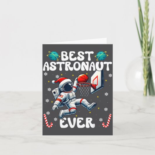 Christmas Astronaut Ever Santa Hat Snowflakes Cand Kaart (Voorkant)