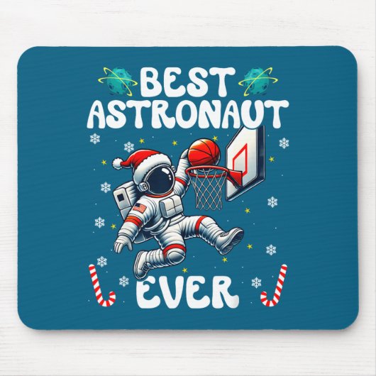 Christmas Astronaut Ever Santa Hat Snowflakes Cand Muismat (Voorkant)