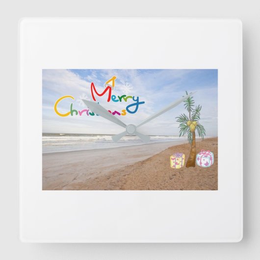 **CHRISTMAS AT THE BEACH** CLOCK VIERKANTE KLOK (Voorkant)