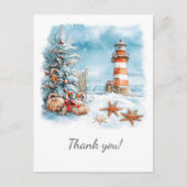 Christmas at the Beach Lighthouse Tree | Aankondigingskaart (Voorkant)