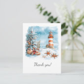 Christmas at the Beach Lighthouse Tree | Aankondigingskaart (Staand voorkant)