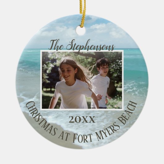 Christmas at the Beach Ornament Family Photo (Voorkant)