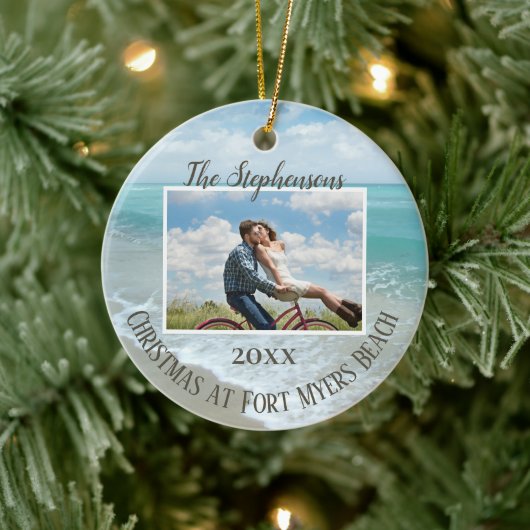 Christmas at the Beach Ornament Family Photo (Boom)
