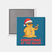 Christmas At The Beach Shirt Funny Sandman Trocal  Magneet (Voorkant / Achterkant)