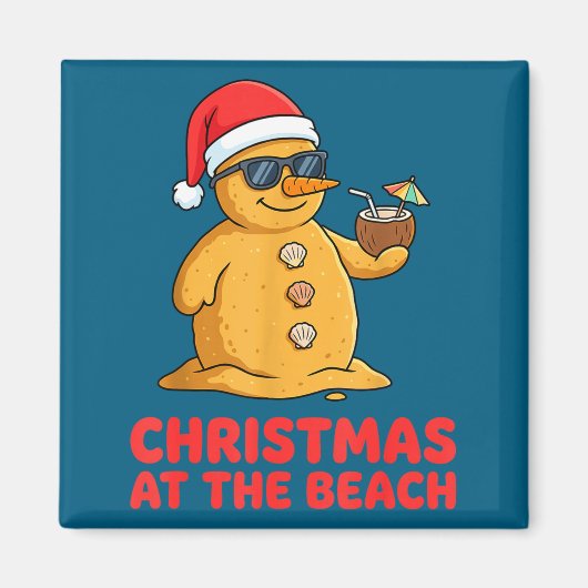 Christmas At The Beach Shirt Funny Sandman Trocal  Magneet (Voorkant)