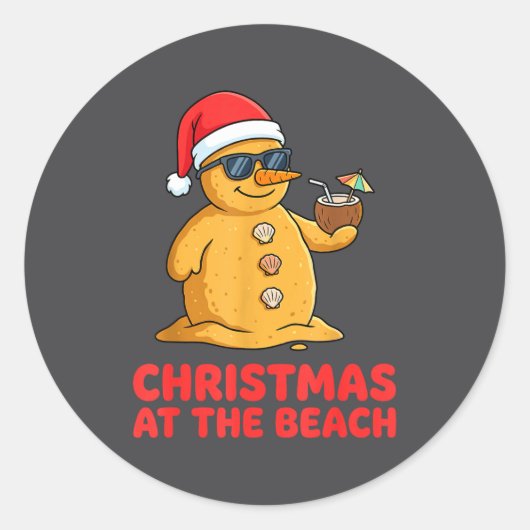 Christmas At The Beach Shirt Funny Sandman Trocal  Ronde Sticker (Voorkant)