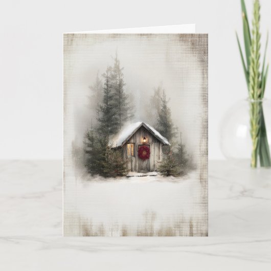 Christmas at the Cabin Feestdagen Kaart (Voorkant)