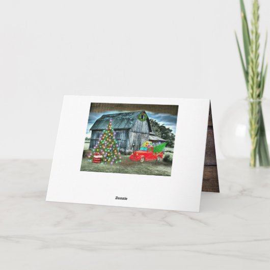 Christmas At The Farm Rustic Barn Feestdagen Kaart (Achterkant)