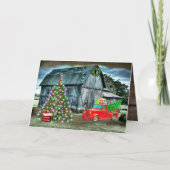 Christmas At The Farm Rustic Barn Feestdagen Kaart (Voorkant)