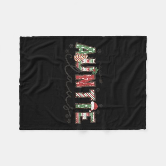 Christmas Auntie Claus Xmas Pajamas Aunt Announcem Fleece Deken (Voorkant (Horizontaal))