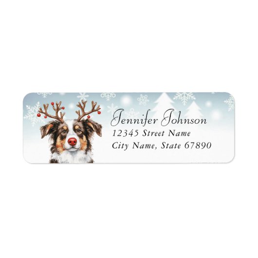 Christmas Australian Shepard Retour Adreslabels Etiket (Voorkant)