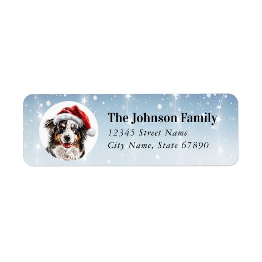 Christmas Australian Shepard Retour Adreslabels Etiket (Voorkant)