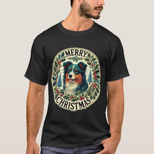 Christmas Australian Shephard T-shirt (Voorkant)