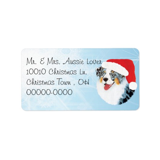 Christmas Australian Shepherd Adreslabel Etiket (Voorkant)