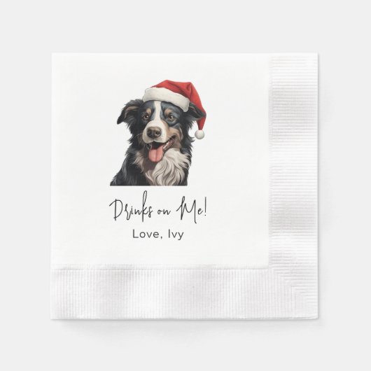 Christmas Australian Shepherd Drink op mij Servet (Voorkant)
