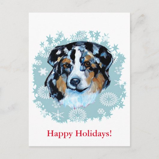 CHRISTMAS AUSTRALIAN SHEPHERD FEESTDAGENKAART (Voorkant)
