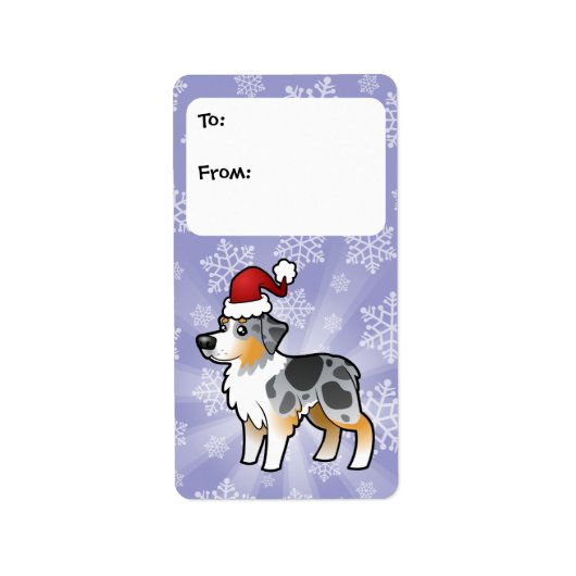 Christmas Australian Shepherd Gift Labels (Voorkant)