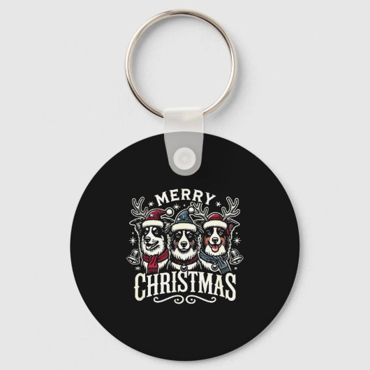 Christmas Australian Shepherd Santa Hat Aussie Chr Sleutelhanger (Voorkant)
