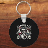 Christmas Australian Shepherd Santa Hat Aussie Chr Sleutelhanger (Voorkant)