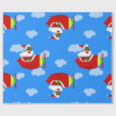Christmas Aviator Vliegtuigpiloot Black Santa Clou Cadeaupapier (Vlak)