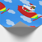 Christmas Aviator Vliegtuigpiloot Black Santa Clou Cadeaupapier (Hoek)