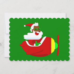 Christmas Aviator Vliegtuigpiloot Black Santa Kaart