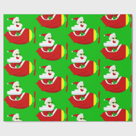 Christmas Aviator Vliegtuigpiloot Santa Claus Grap Cadeaupapier