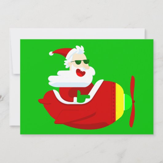 Christmas Aviator Vliegtuigpiloot Santa Claus Grap Kaart (Voorkant)
