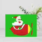 Christmas Aviator Vliegtuigpiloot Santa Claus Grap Kaart (Staand voorkant)
