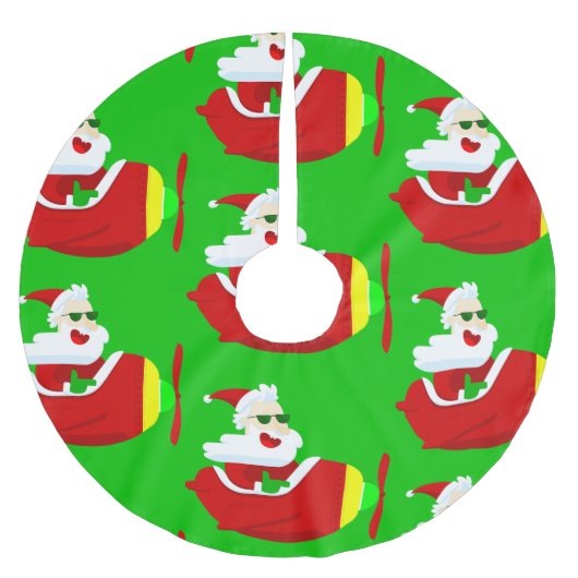 Christmas Aviator Vliegtuigpiloot Santa Claus Grap Kerstboom Rok (Voorkant)
