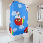 Christmas Aviator Vliegtuigpiloot Santa Clouds Douchegordijn (In situ)
