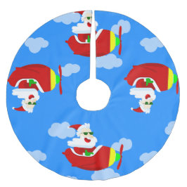 Christmas Aviator Vliegtuigpiloot Santa Clouds Kerstboom Rok