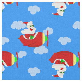 Christmas Aviator Vliegtuigpiloot Santa Clouds Stof