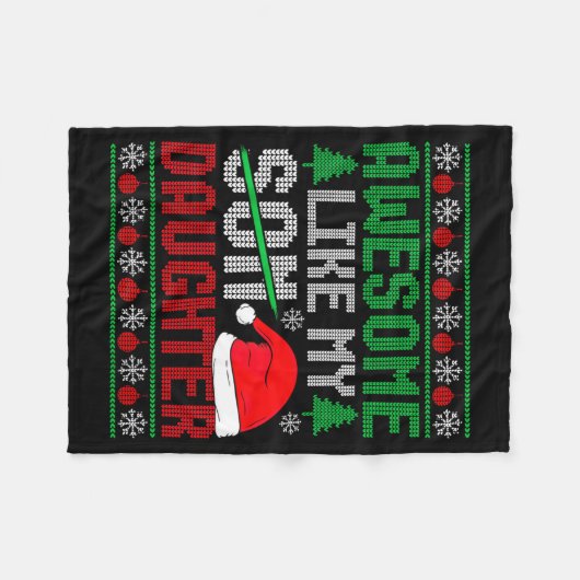 Christmas Awesome Like My Daughter Santa Hat Ugly Fleece Deken (Voorkant (Horizontaal))