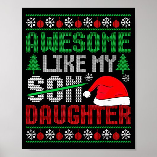 Christmas Awesome Like My Daughter Santa Hat Ugly  Poster (Voorkant)