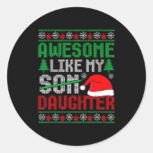 Christmas Awesome Like My Daughter Santa Hat Ugly  Ronde Sticker (Voorkant)