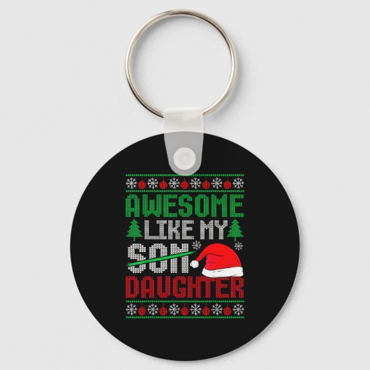 Christmas Awesome Like My Daughter Santa Hat Ugly  Sleutelhanger (Voorkant)