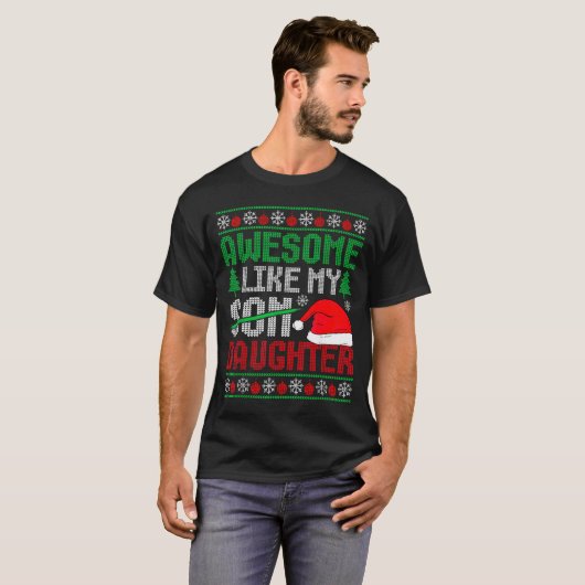 Christmas Awesome Like My Daughter Santa Hat Ugly  T-shirt (Voorkant volledig)