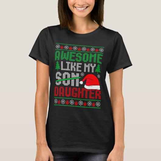 Christmas Awesome Like My Daughter Santa Hat Ugly  T-shirt (Voorkant)