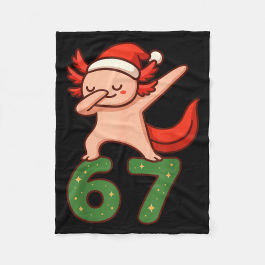 Christmas Axolotl Dabbing 67 Meme Six Seven Funny  Fleece Deken (Voorkant)