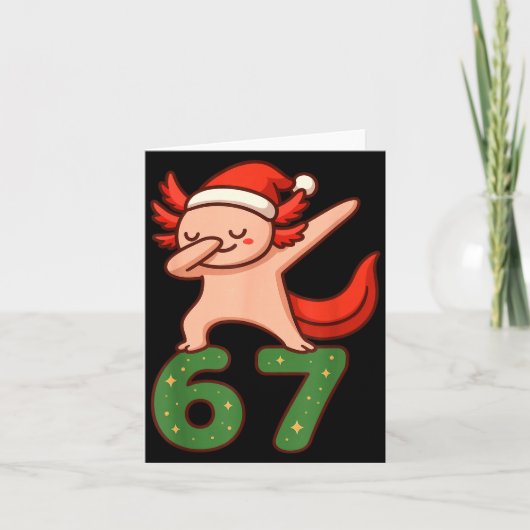 Christmas Axolotl Dabbing 67 Meme Six Seven Funny  Kaart (Voorkant)