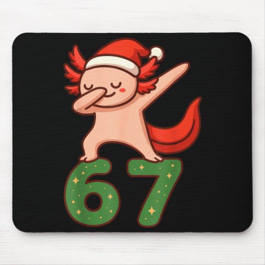 Christmas Axolotl Dabbing 67 Meme Six Seven Funny  Muismat (Voorkant)