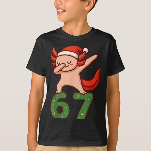 Christmas Axolotl Dabbing 67 Meme Six Seven Funny  T-shirt (Voorkant)